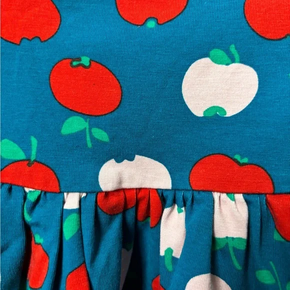 Hanna Andersson Teal Apple Print Long Sleeve Dress - Red & Pink - Picture 3 of 5